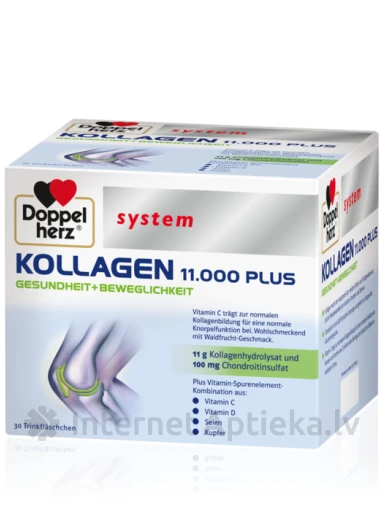 Doppelherz System Kolagēns 11.000 Plus ampulas iekšķīgai lietošanai, 30 gb. | internetaptieka.lv